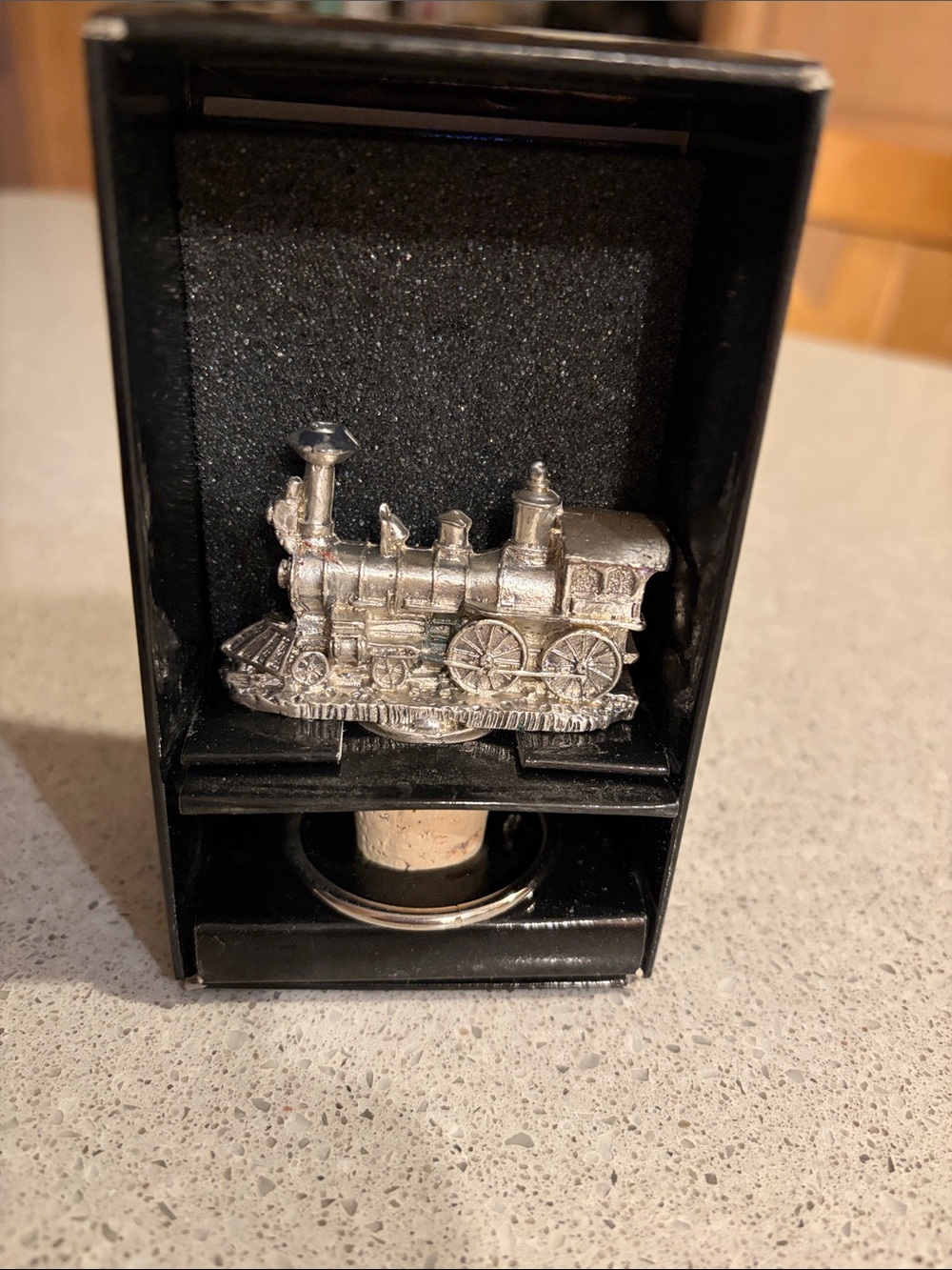 Silver Train Bottle Stopper - Decorative Home Bar Accessory